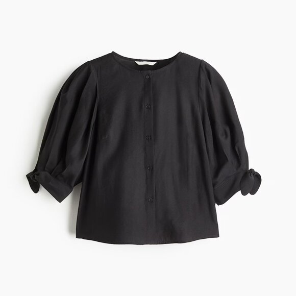(NWT) H&M - black puff sleeved blouse (small) - Picture 4 of 4